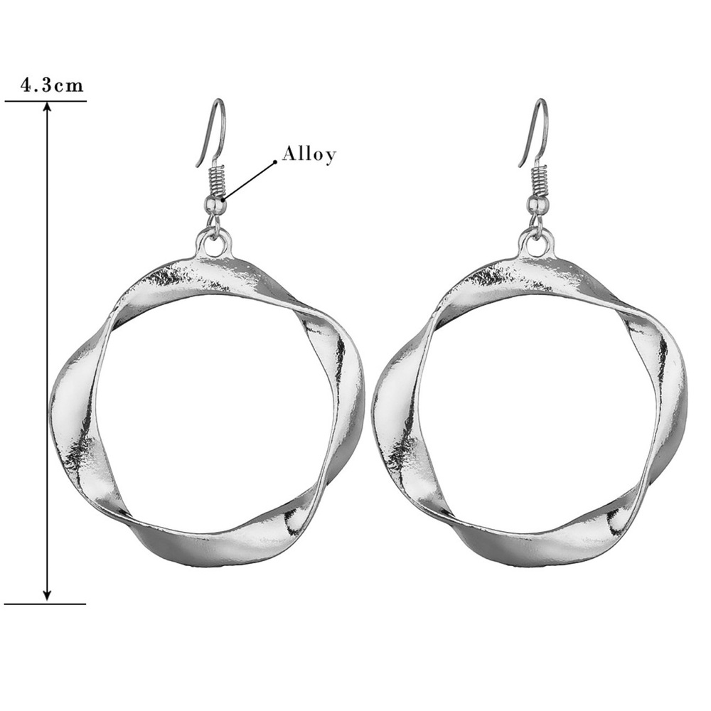 3/$30 - Silver Wavy Circle French Ear Wire Earring - Picture 6 of 8